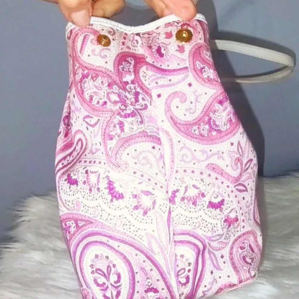 Etro pink paisley cloth tote shoulder bag EUC